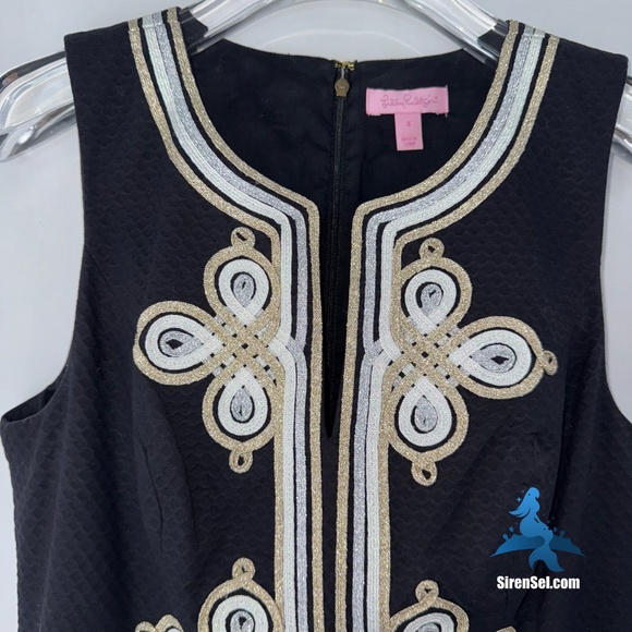 1142 Lilly Pulitzer Mila Shift Dress - Size 4 - Black/Silver - Picture 3 of 16